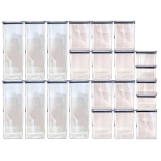 Jogo PREMIUM com 22 potes herméticos ACRÍLICOS qualyplas organizadores