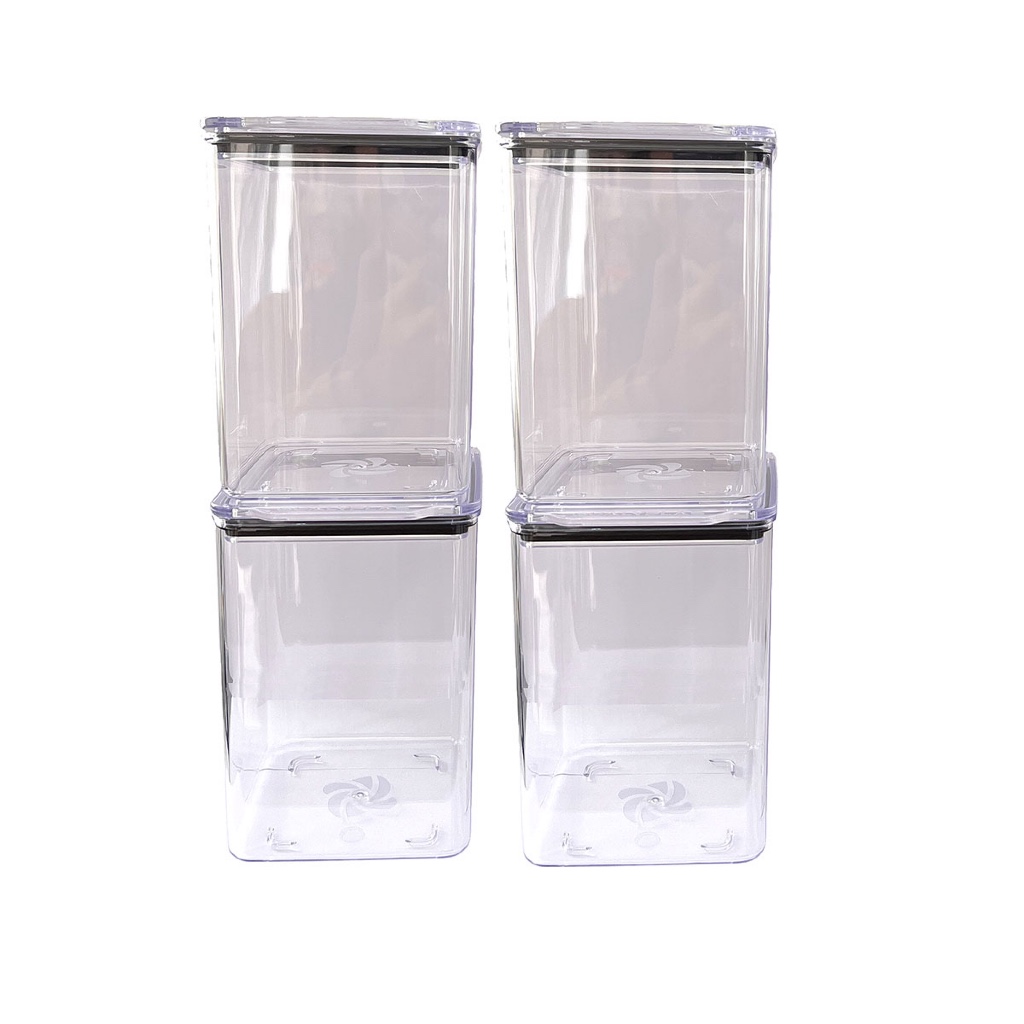 4 potes herméticos 1,1Litro QUALYPLAS acrílicos