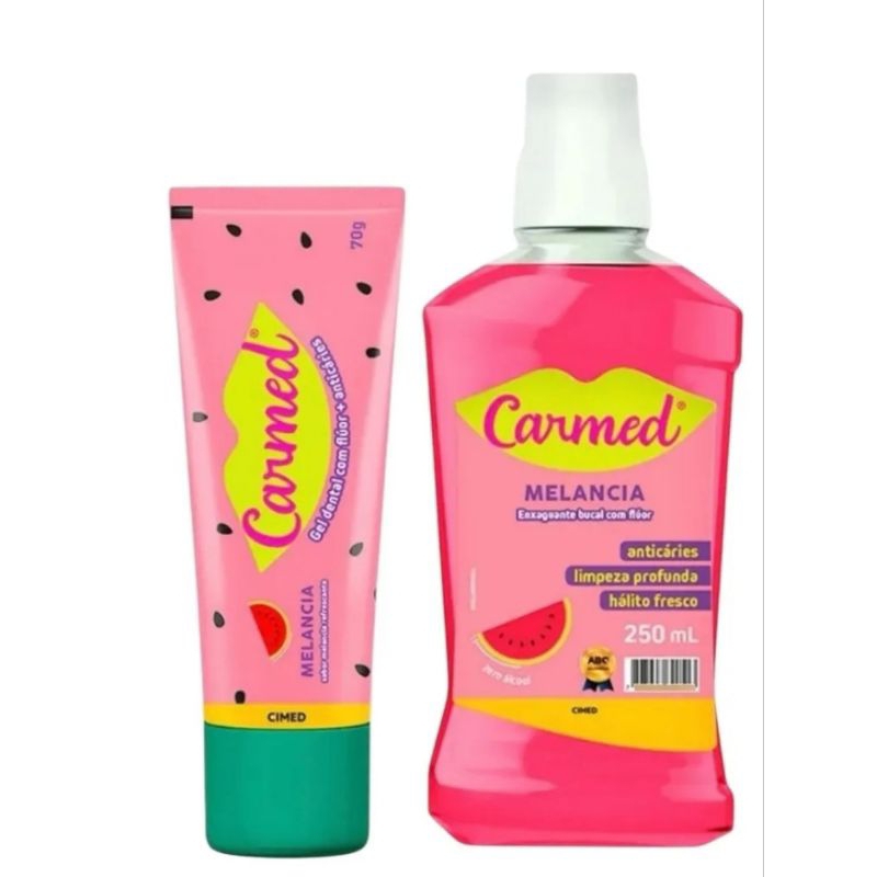 Kit Carmed Melancia Gel Dental 70g e Enxaguante Bucal 250ml | Shopee Brasil