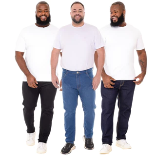 Kit 3 Calça Plus Size Masculina Jeans Com Elastano Lycra Premium