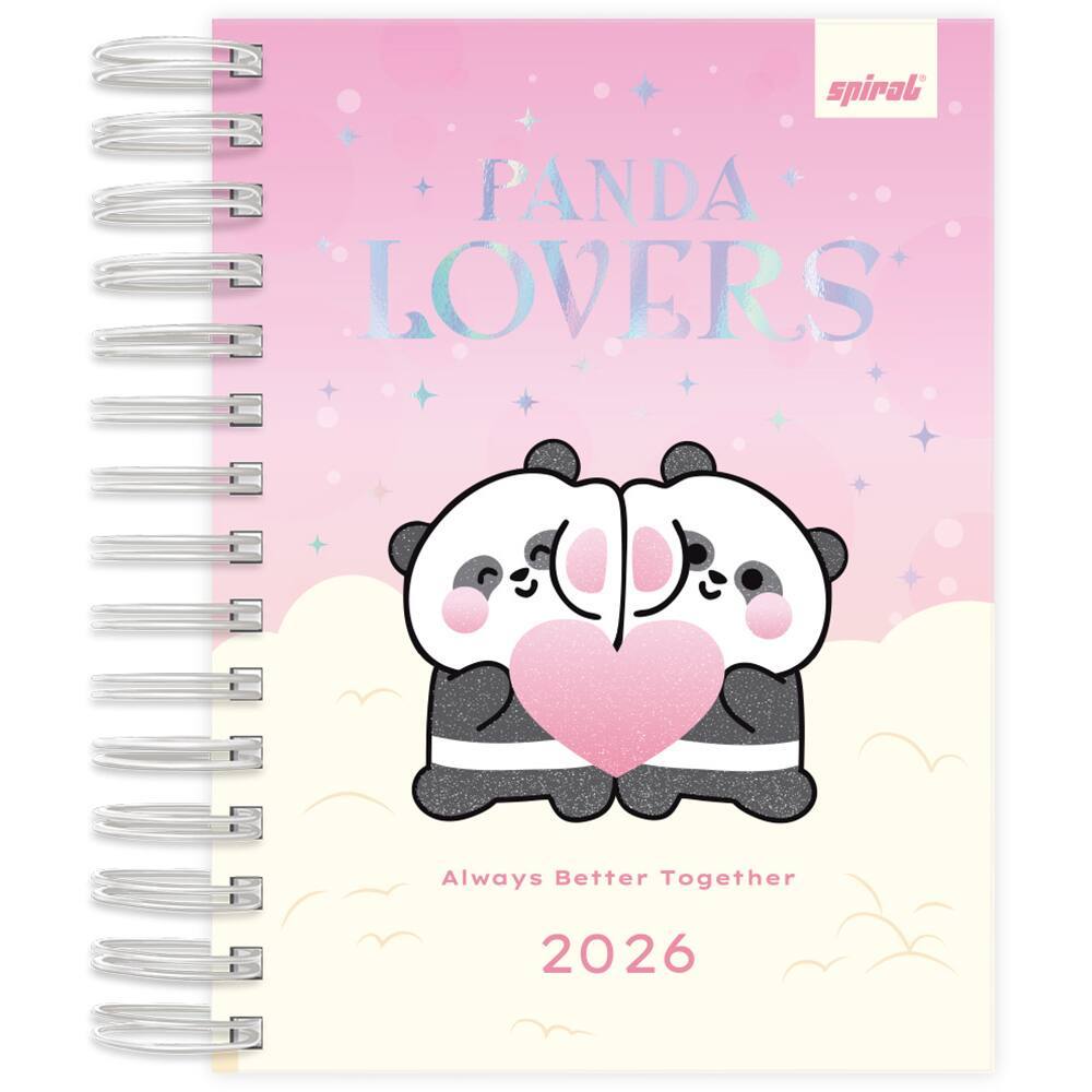 Agenda diária 2026 Panda Lovers Capa Dura Espiral Fofo Com