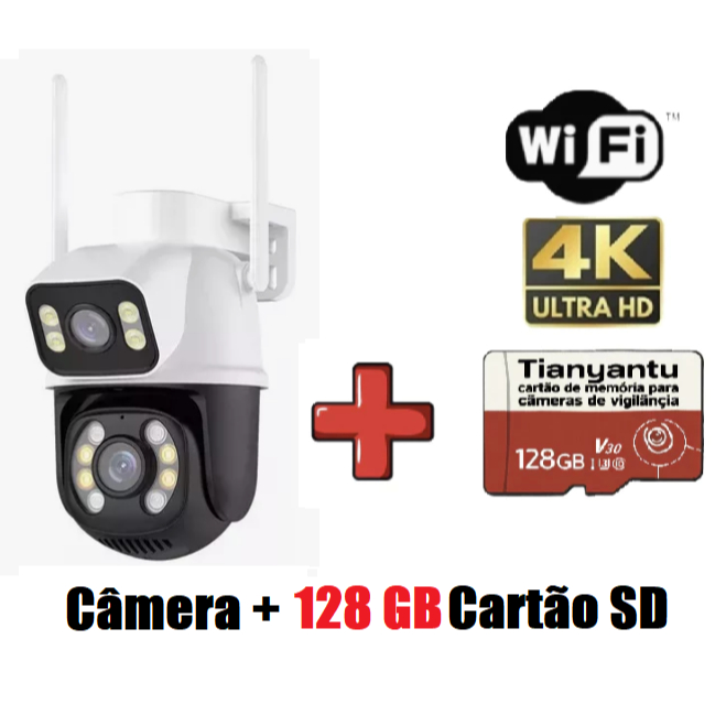 Câmera de Segurança Ip Wifi Icsee A28B com Cartão de Memória Sd 128GB ...
