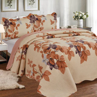 Kit Colcha Cobre Leito Queen 3 Peças Estampada