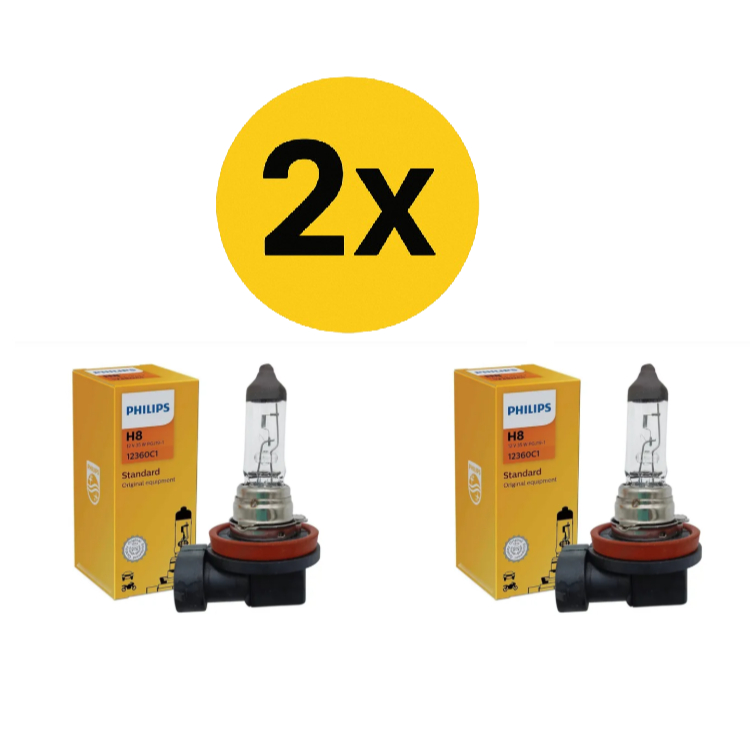 Par Lampada H8 12v 35w Carro e Moto Original Philips Farol Alto