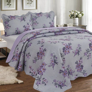 Kit Colcha Cobre Leito Casal 3 Peças Dupla Face Estampada