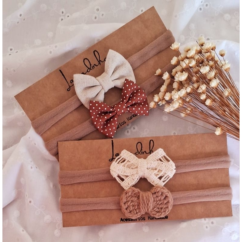 kit 4 laços na faixa RN/Newborn bebê menina | Shopee Brasil