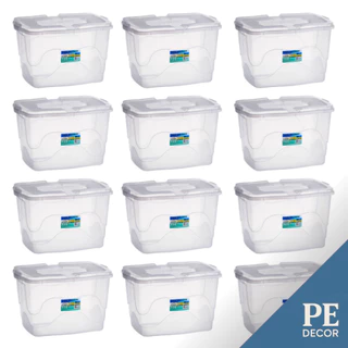Kit Caixas Organizadoras 34L com Trava Transparente Roupas, Brinquedos, Livros e Documentos