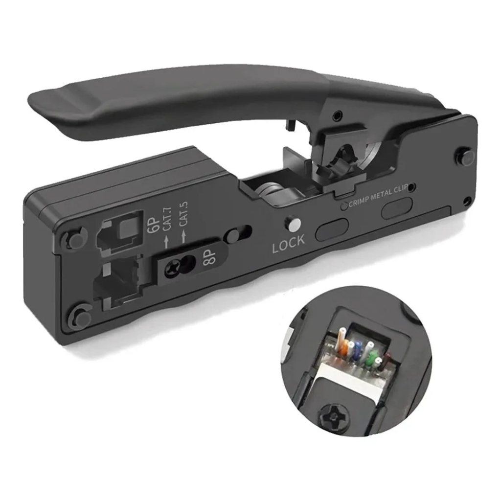 Alicate Crimpador RJ45 CAT5 CAT6 CAT7 EzCrimp Vazado de Passagem Crimpar Cabo de Rede