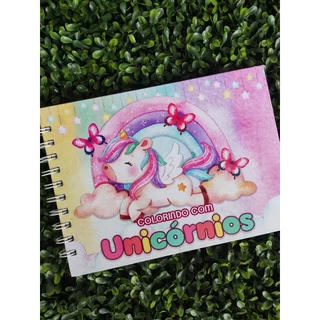 Livro de Colorir A5 - Unicórnio - 50 Folhas Grossas e Capa Dura - Caderno de Desenho e Pintura - Colorin em Oferta na Shopee