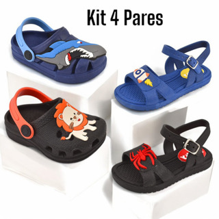 Kit de 4 pares babuche infantil menino. Escolar. Lucks calçados