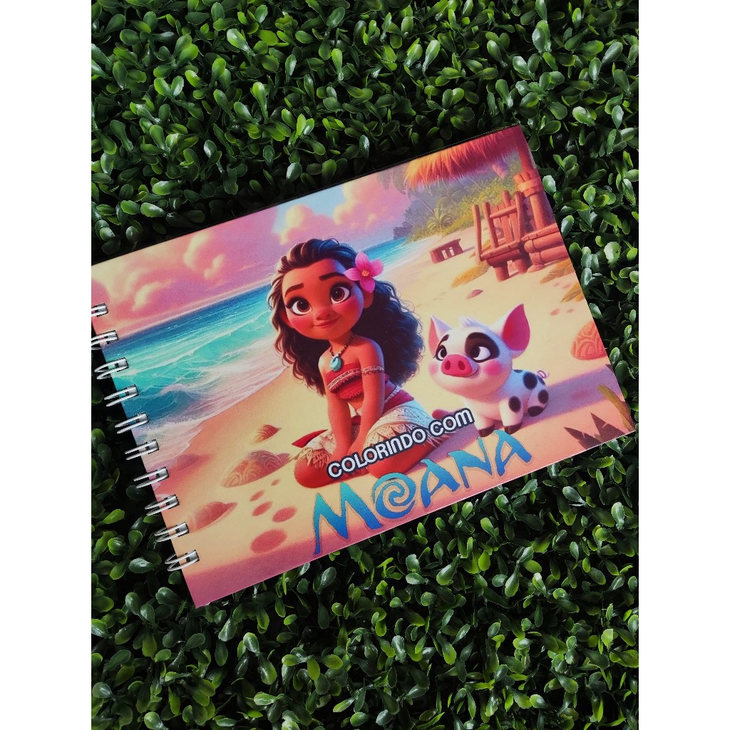 Livro de Colorir A5 - Moana - 50 Folhas Grossas e Capa Dura - Caderno ...