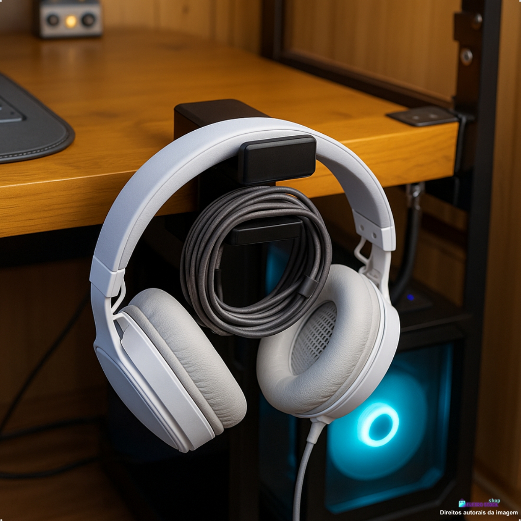 Suporte Para Headset Gamer Gancho Prendedor Mesa Fixação Rosqueada Forte Setup Organizado Cabos Fios