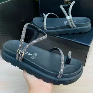 Sandália Papete Feminina Vizzano Tiras Anel Brilho Confortável em Oferta na Shopee