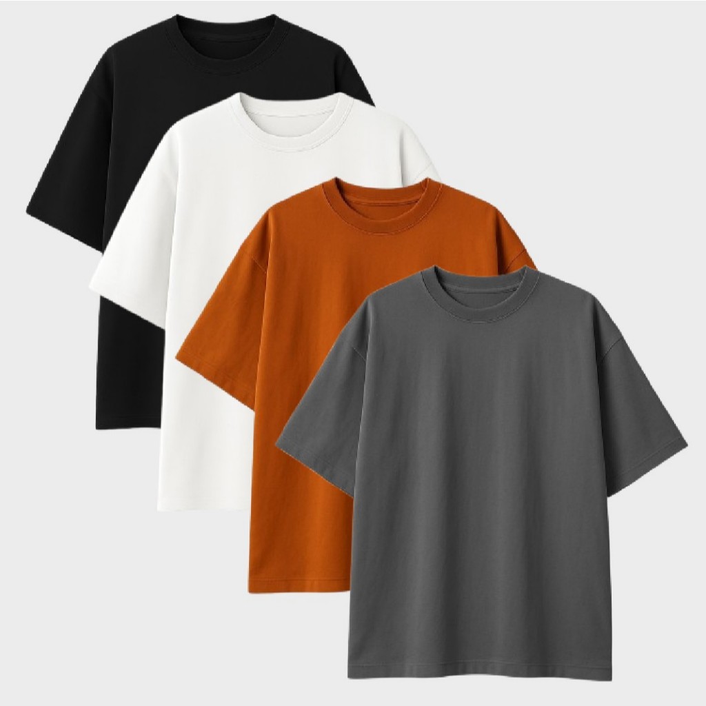 Kit 4 Camiseta Oversized Heavy Premium Lisa Streetwear Masculina
