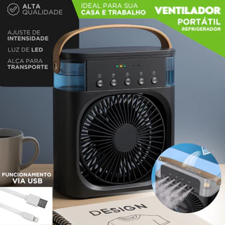 Mini Ar Condicionado | Climatizador, Umidificador e Ventilador USB com LED | Portátil - SHEFA
