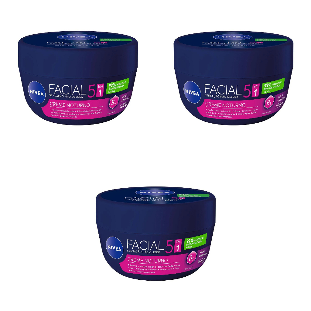 Kit C/3 Cremes Para O Rosto Nivea - Hidratante Facial Nivea Noturno ...