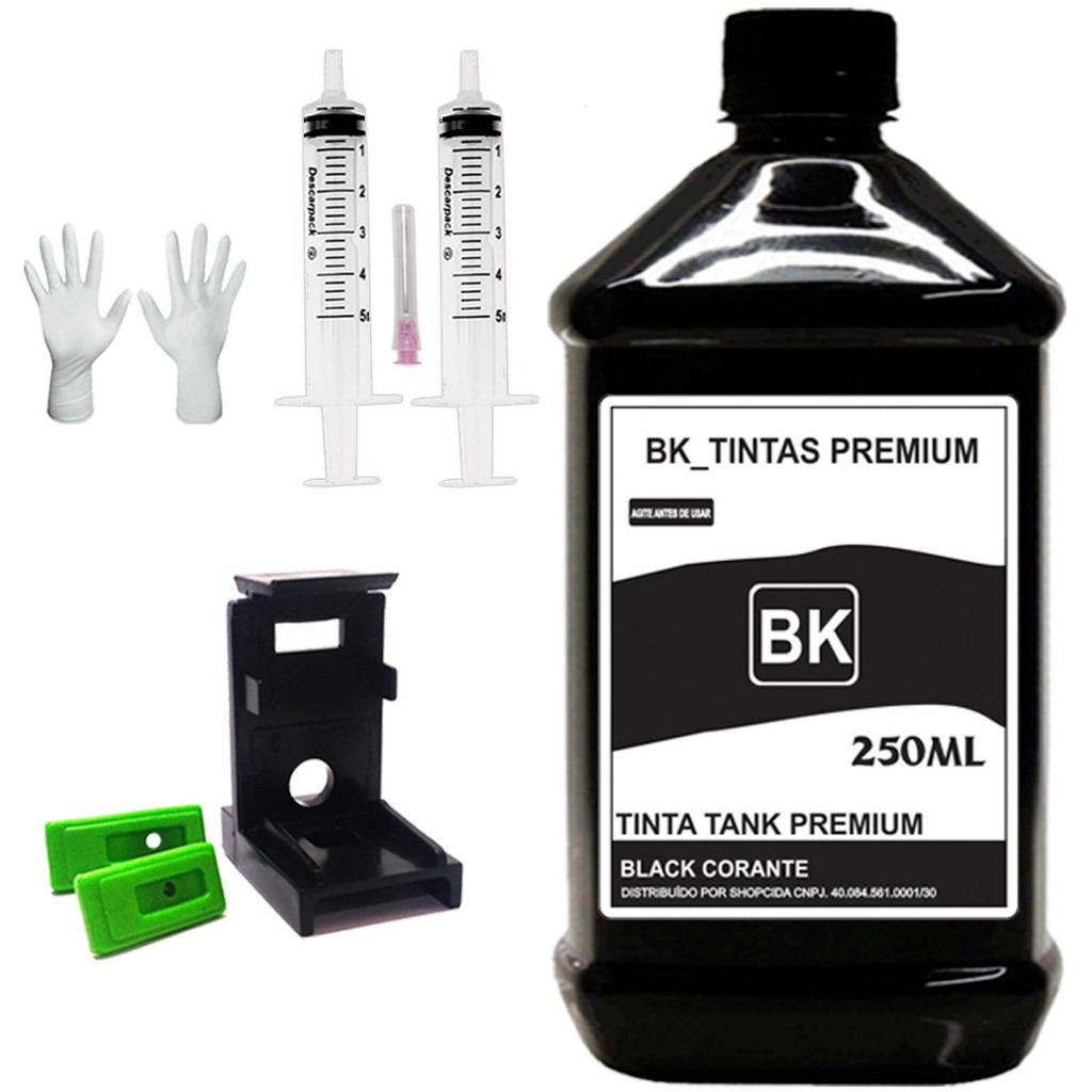 Kit Recarga Cartucho Tinta Preta Compatível Hp Impressora 2874 2776 2376 667