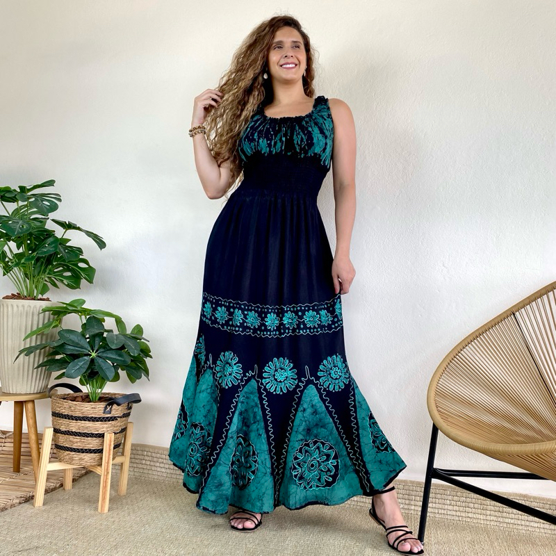 Roupa Indiana Vestido Indiano Midi Vestido Indiano Longo Batik