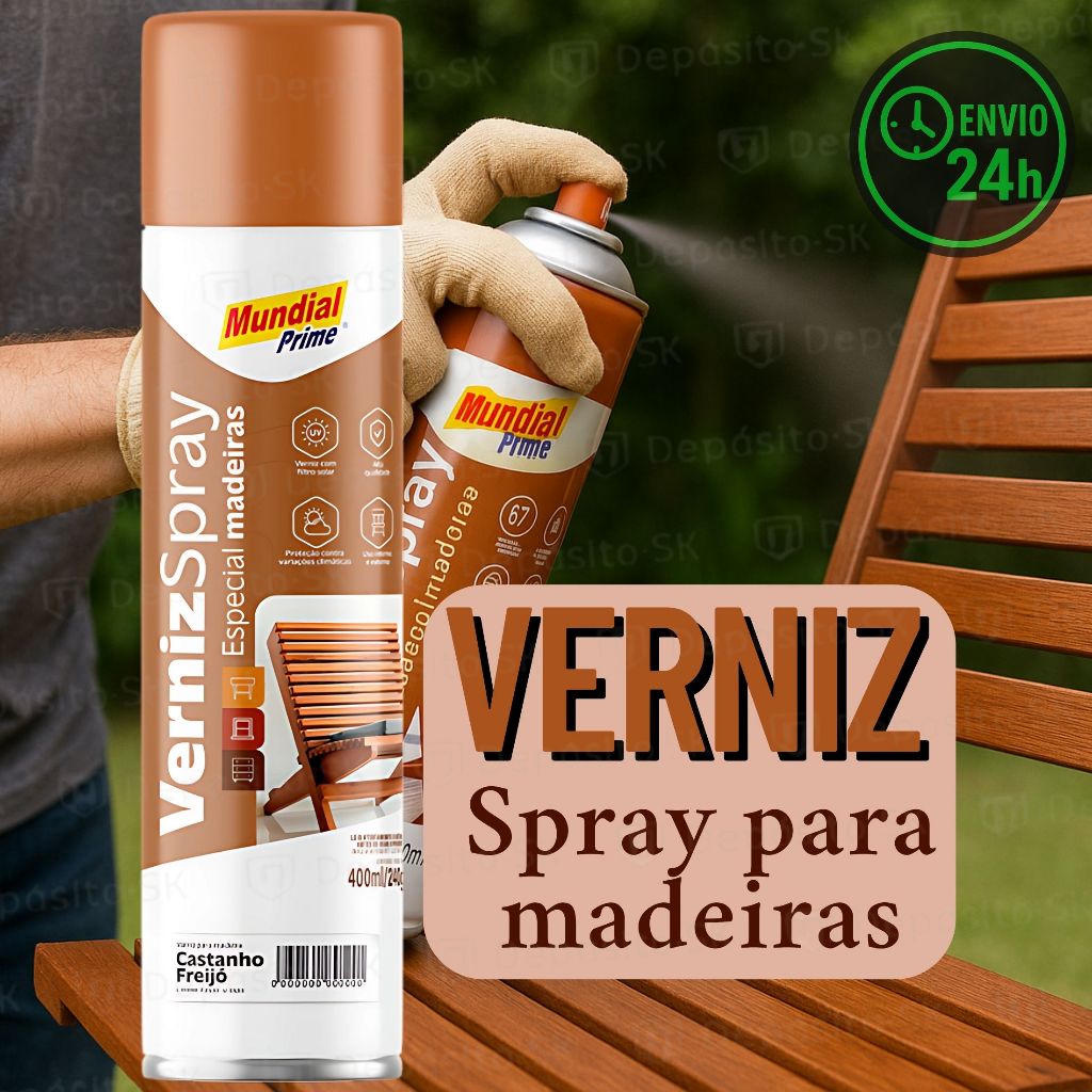 Verniz Spray para Madeira Mundial Prime 400ml Acabamento Brilhante ...