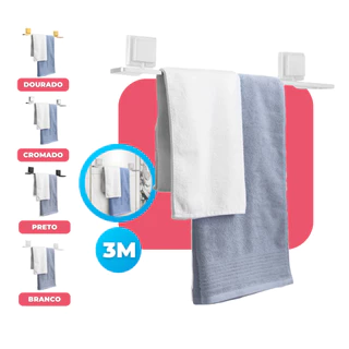Suporte Porta Toalha de Banho Banheiro Resistente Fixação Dupla Face 3M Sem Furo Cromo Fosco Arthi em Oferta na Shopee