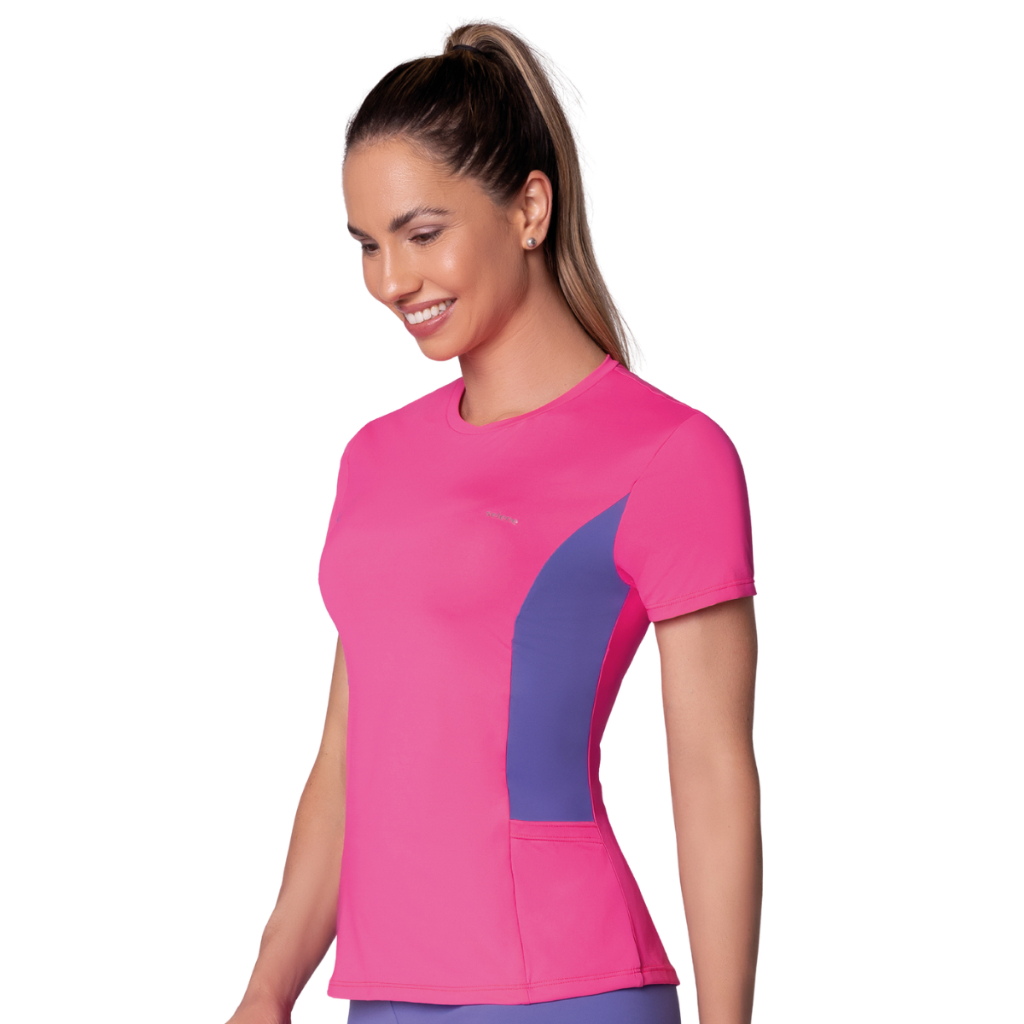 Camiseta Bolso Lateral Sport Feminino Proteção Solar Fitness