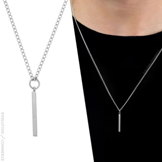 Colar Correntinha Masculino Pendulo com Pingente Aço Inox Não escurece cor Prata Antialérgico Corrente Cordão Homem