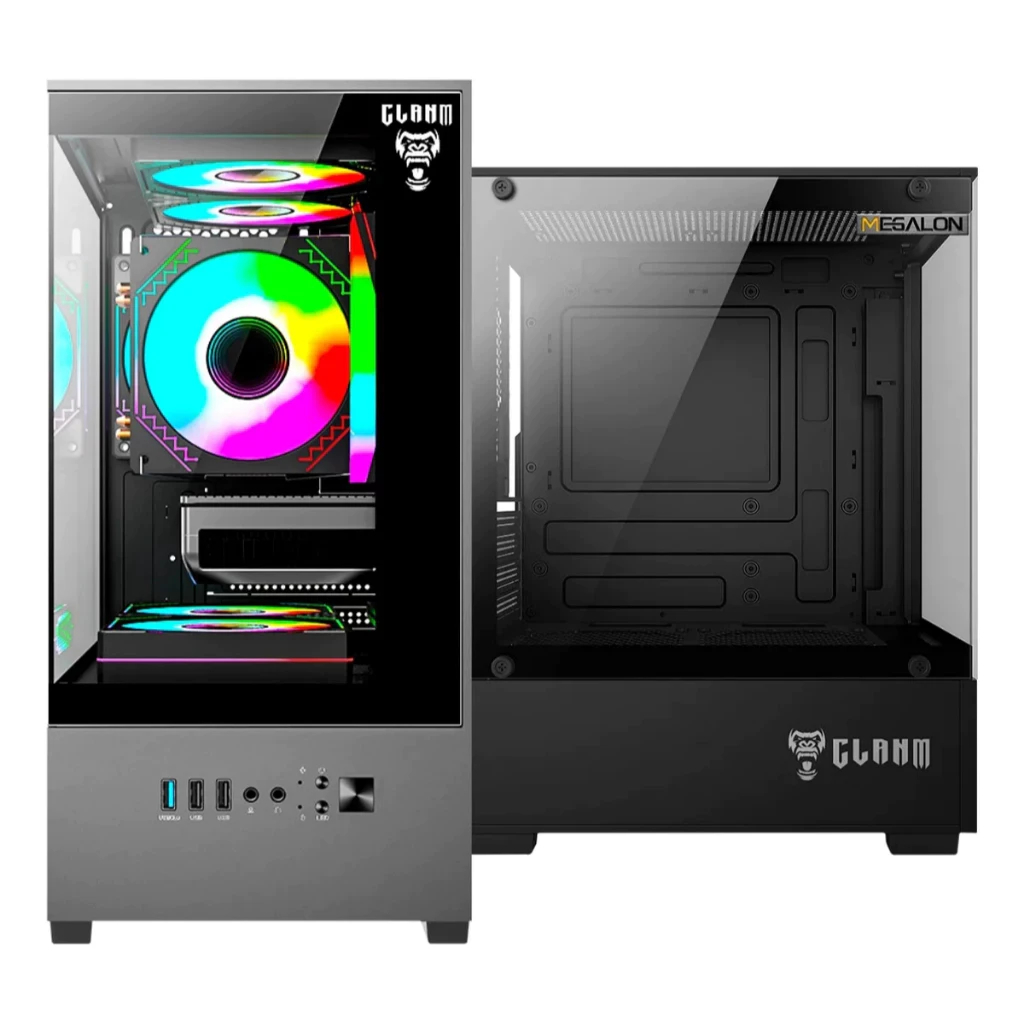 Gabinete Gamer Aquario Vidro Premium Capacidade para até 5 ventoinhas de 120mm cor preta ref002