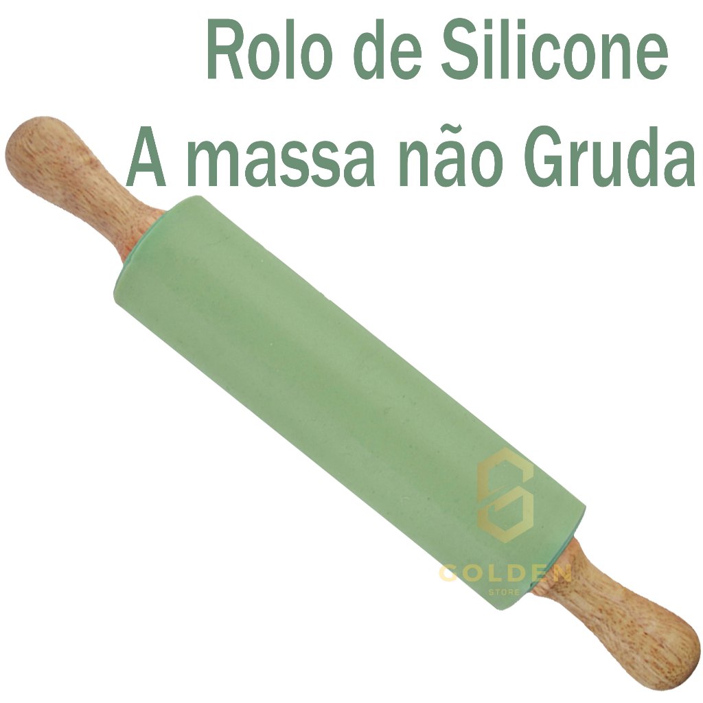 Rolo Para Massa Silicone Giratório Verde Não Gruda Macarrão 