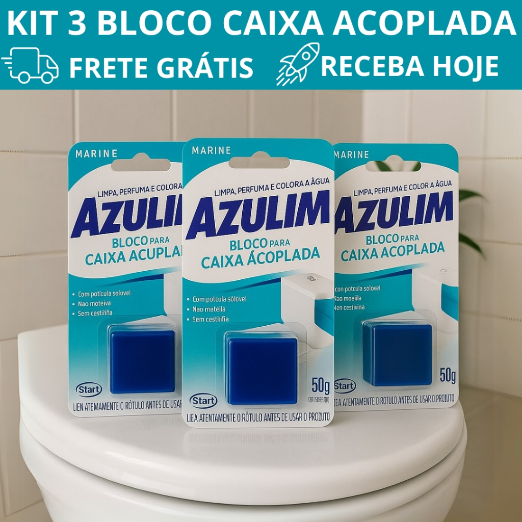 Kit 3 Bloco para Caixa Acoplada Sanitário Azulim 50g Perfumado | Shopee ...