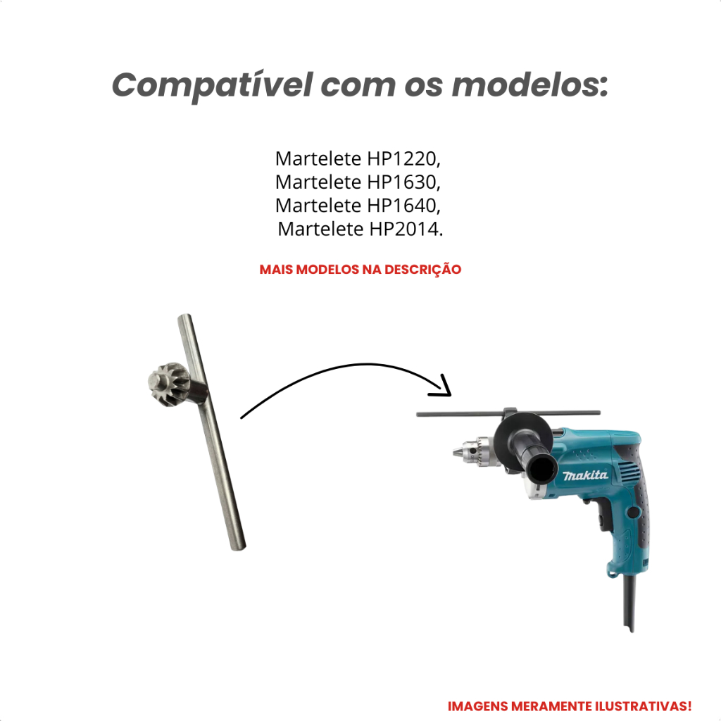 Chave De Mandril S13mm P/ Furadeira HP1630 Original Makita