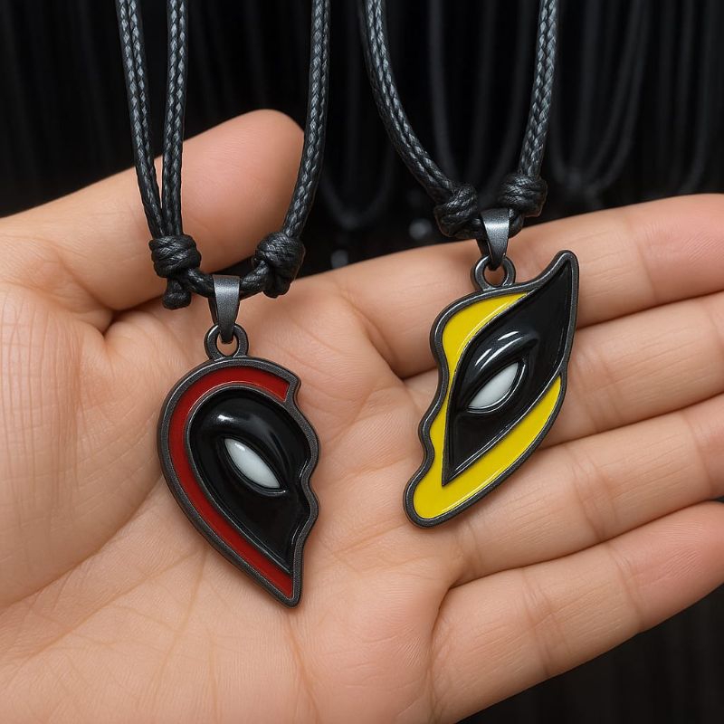 Kit Dois Colar Duplo Amizade Deadpool é wolverine Cordão Preto Encerado Ajustável Colares Amizade Lembrancinha | Shopee Brasil