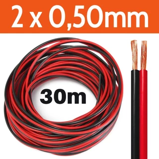 Rolo 30m Cabo Som Automotivo 0,50mm Bicolor Fio Alto Falante Flexível Resistente P/ Instalação Som
