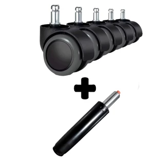 KIT 1 pistão classe 1 + 5 rodinhas para cadeira de escritório