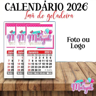 300 500 1000 Mini calendário 2026 personalizados com logomarca ou foto e imã de geladeira