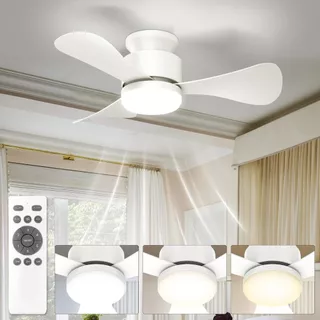 Ventilador De Teto Com Luz E Com Controle, Ventilador De Teto Silencioso 71 Cm, Com Motor Dc Reversível Com Temporizador