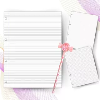 Folhas de Fichário para Desenho Caderno Caligrafia Pautadas A4 c 70 Folhas- Caderno Universitário