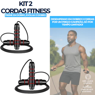 Kit 2 Corda de Pular Crossfit Profissional 3M Profissional Crossfit Treino Rolamento Ajustável
