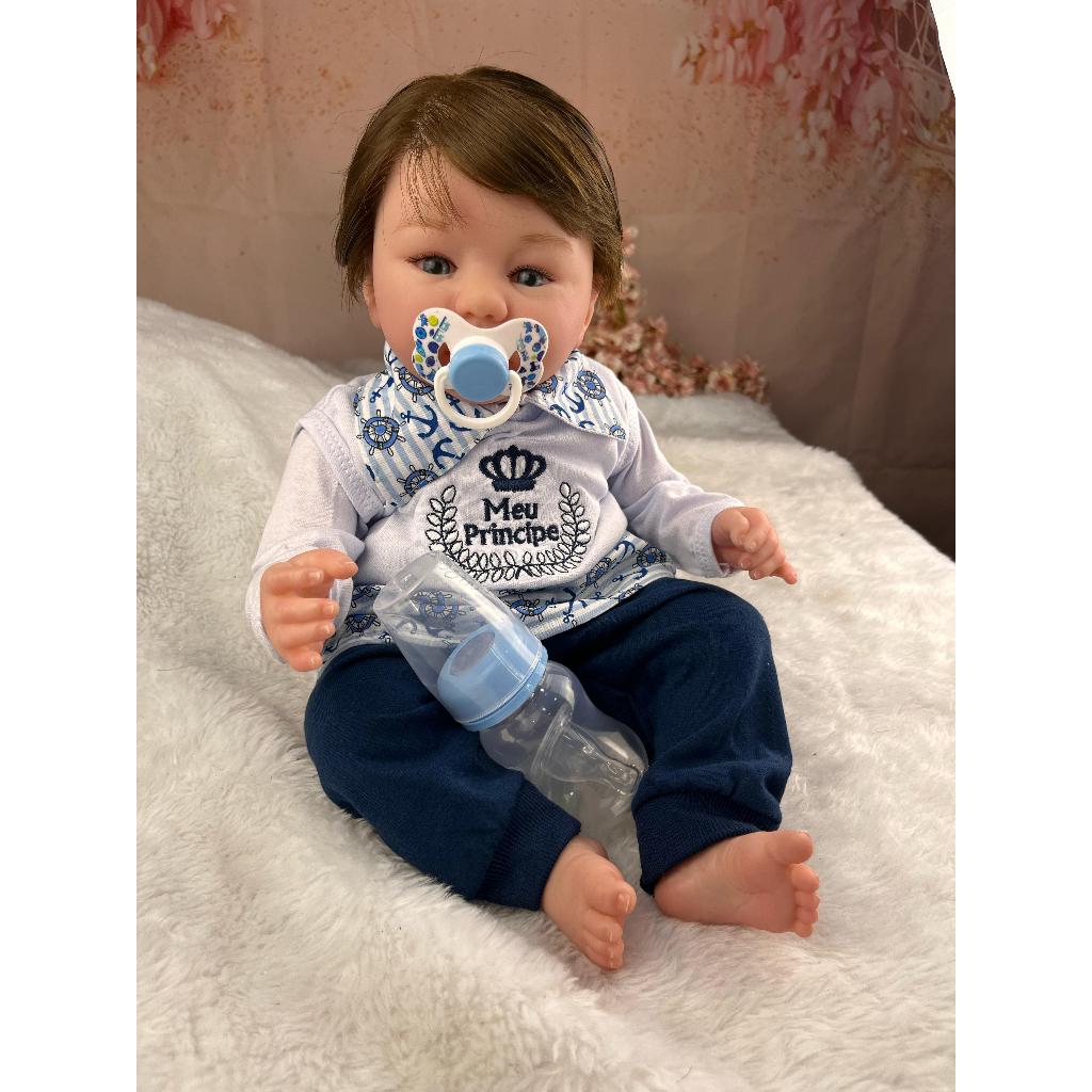 Bebe Reborn Menino Corpo de Pano Com Enxoval Completo Shopee Brasil