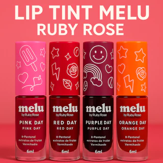 Batom Blush Gloss Labial Lip Tint Melu Ruby Rose 6ml Hidratante Longa Duração em Oferta na Shopee