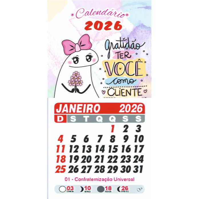 Mini Calendário Personalizado 2026 com Imã Mimo Cliente Pronta Entrega ...