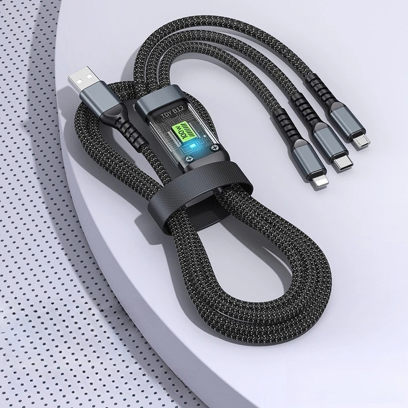 Imagem do produto Cabo De Carregamento De Liga De Zinco 3 Em 1 100W 6A Carregador Super R&aacute;pido USB Micro Tipo-A1 2