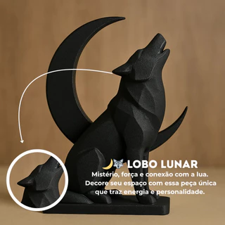 🌙 Escultura Lobo Lunar 3D – Decoração - Estatua - Misticismo e Força em Impressão PLA