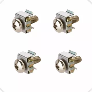 Kit 4 Porcas Gaiola e Parafusos M6 para Racks 19" e 23"