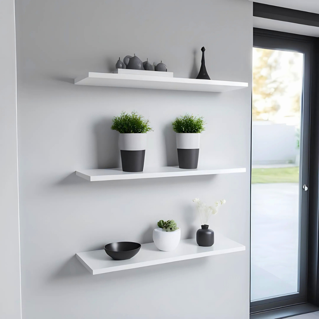 Prateleira MDF 90x30 Cm Branca Pino Invisivel Decoracao Organização Casa Sala Quarto Cozinha