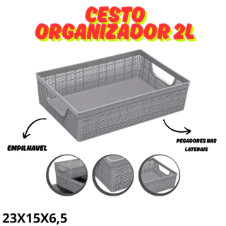 Cesta Organizadora De Objetos 23X15X6,5 Capacidade De 2L Caixa Com Alças Para Armazenamento em Oferta na Shopee
