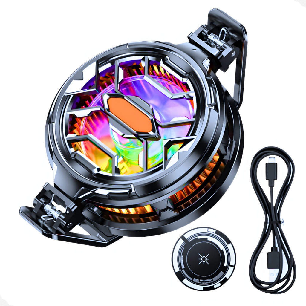 Cooler para celular Gamer Magnetico Display RGB Placa Pelthier que Gela até 10 Graus
