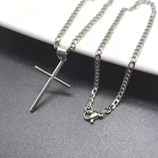 Kit Corrente de Prata com Pingente de Cruz Ouro – Colar e Pulseira Masculino/Feminino