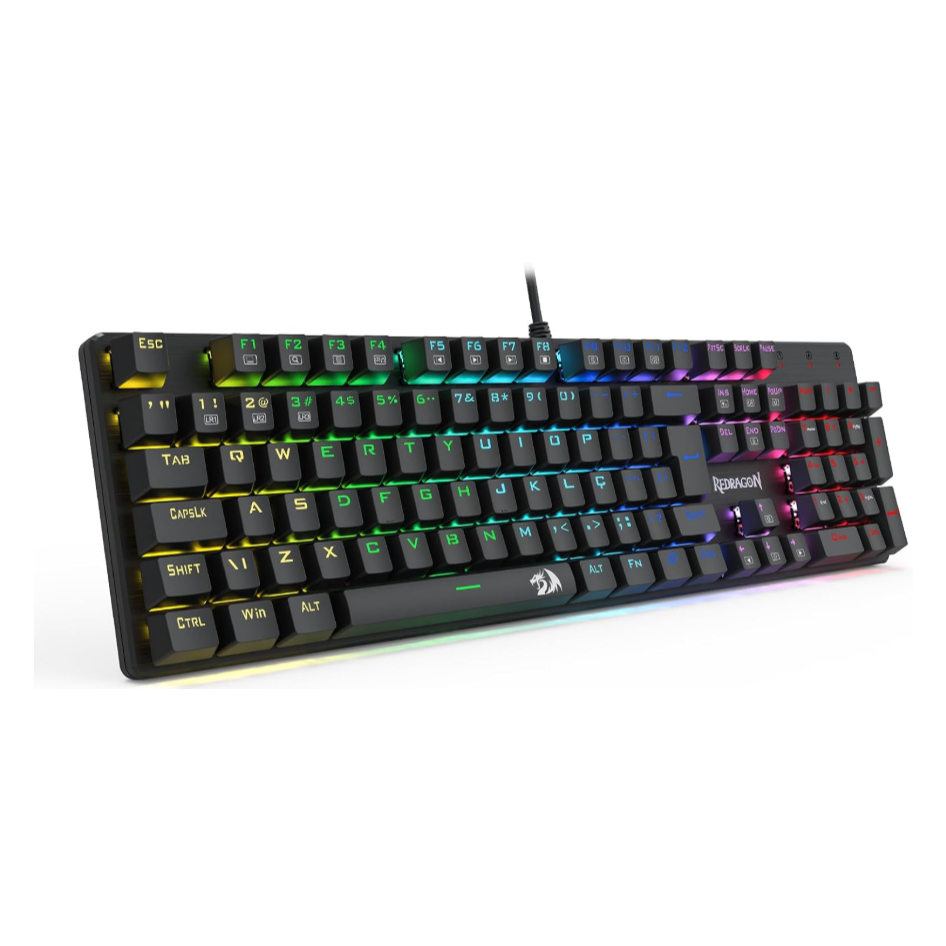 Teclado Mecânico Gamer Redragon Sindri Rainbow – Preto