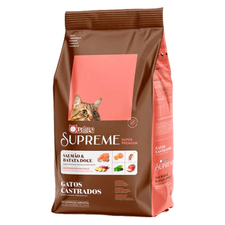 Ração Quatree Supreme para Gatos Castrados sabor Salmão e Batata Doce 10.1 Kg em Oferta na Shopee