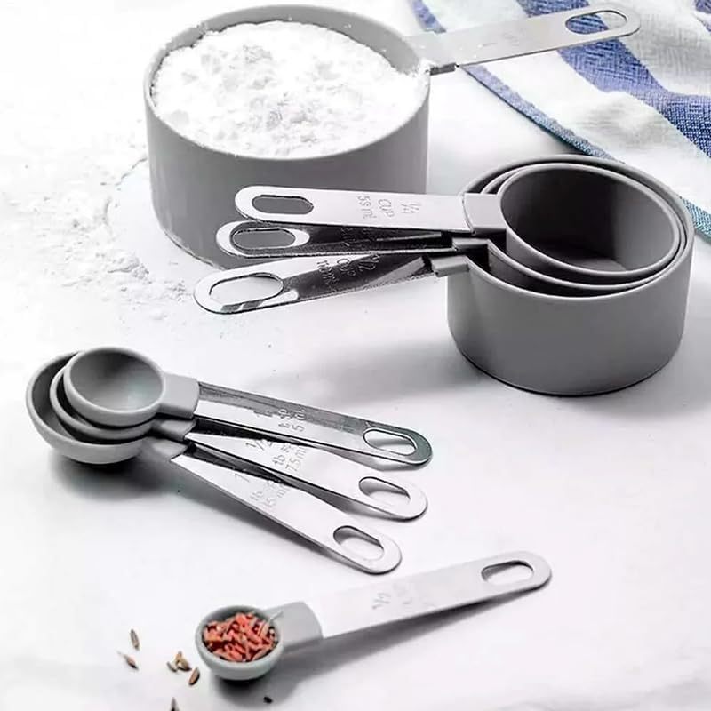 Conjunto 8pçs Colheres medidoras Profissional inox e plástic